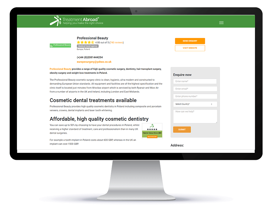 Computer featuring Treatment Abroad profile